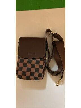 BOSTANTEN Checkered Crossbody Bag with Adjustable Strap, Outer Pockets